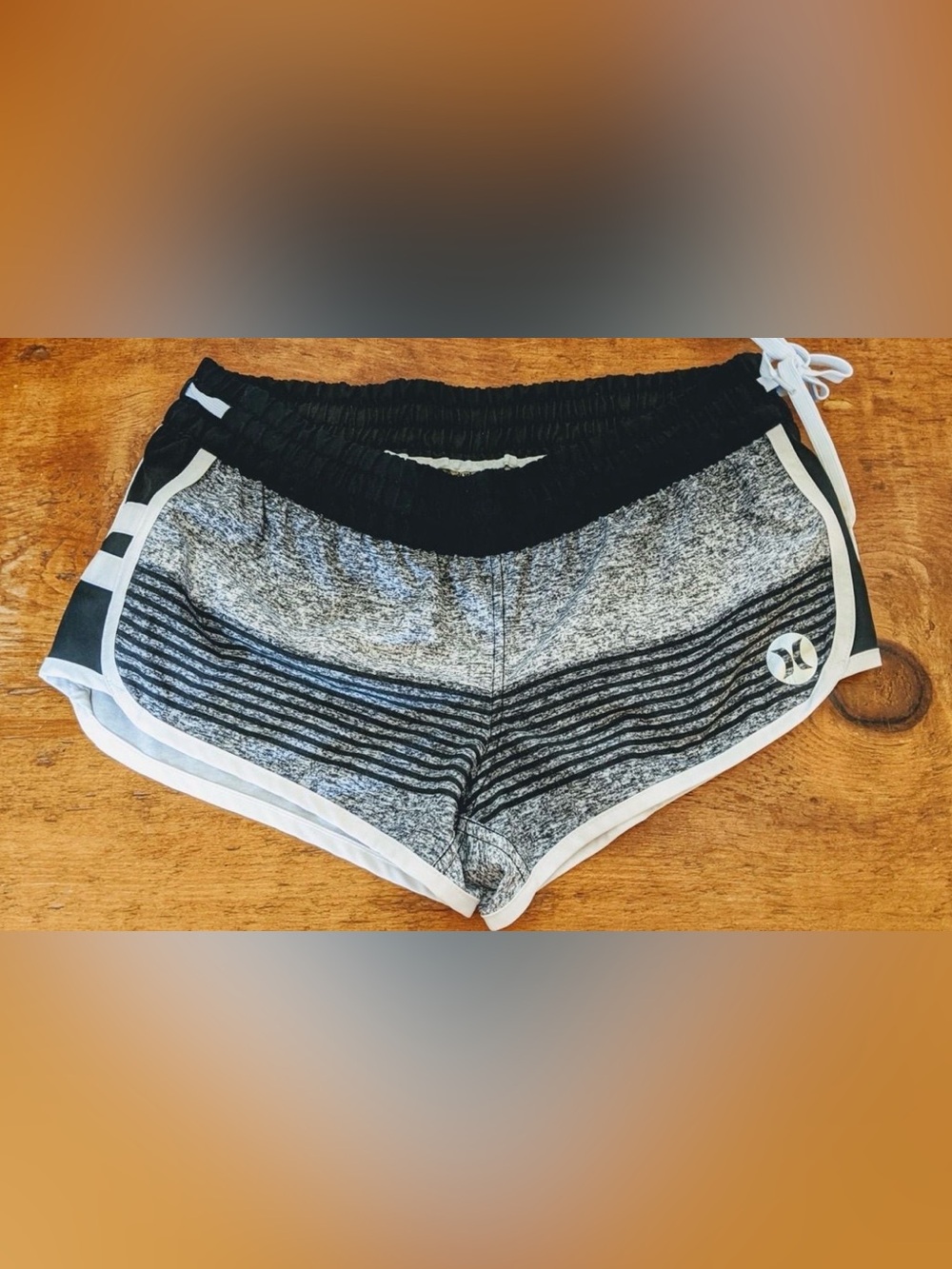 Hurley Gray Marled Athletic Shorts with Black Waistband
